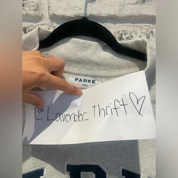 PARKE Back to School Varsity Mockneck Sweatshirt Heather Grey and Denim XXL - Picture 4 of 6